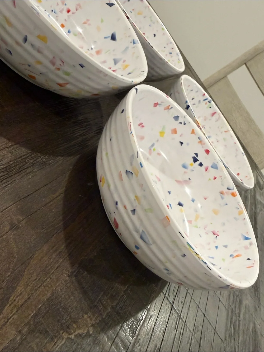 Nautica Set of 4 Home White Confetti Colorful Pattern Melamine Bowls New